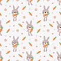 Cute bunny hold carrot seamless pattern