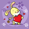 Cute bunny hold heart - vector Royalty Free Stock Photo