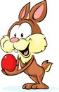 Cute bunny hold red egg - vector Royalty Free Stock Photo