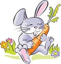 Cute bunny holding carrot. Vector