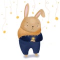 Cute bunny holding a star in his hands Royalty Free Stock Photo