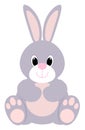 Cute bunny icon. Cartoon sitting rabbit. Vector illustration