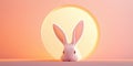 Cute bunny illustration with pink background and yellow circle element Royalty Free Stock Photo