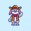 cute bunny illustration wearing cowboy clothes