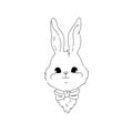 Cute bunny line art portrait. Simple hipster rabbit drawing