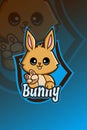 Cute bunny logo e sport illustration