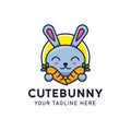 Cute bunny mascot logo design Royalty Free Stock Photo