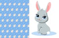 Cute bunny and pattern