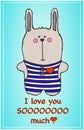 cute bunny. postcard to a loved one