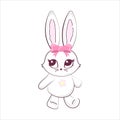 Cute bunny rabbit outline sketch vector illustration. Minimal bunny vector Royalty Free Stock Photo