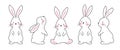 Cute Minimal Bunny Rabbit Sketch Outline Line Art Vector Illustration Royalty Free Stock Photo