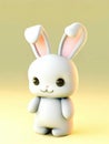 Cute bunny rabbit plush toy isolated on colorful background