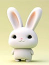 Cute bunny rabbit plush toy isolated on colorful background