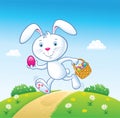 Cute Bunny Rabbit Running With Easter Basket Royalty Free Stock Photo