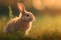 Cute Bunny rabbit sitting in a dreamy field