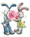 Cute Bunny Rabbit. Valentines Day Card.