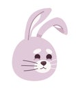 Cute bunny with relieved smile semi flat vector character head