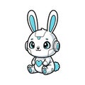 Cute Bunny robot Cartoon Character Sitting Royalty Free Stock Photo