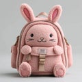 Cute Bunny Sachel Bag, Pink Color Backpack. Cozy Companion. Knitted Bunny Backpack