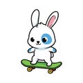 Cute Bunny Skateboarding Cartoon Illustration Royalty Free Stock Photo