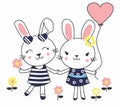 cute bunny t shirt print vector art Royalty Free Stock Photo