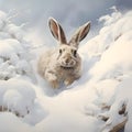 Cute bunny in winter Christmas forest Royalty Free Stock Photo