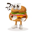 Cute burger asking questions