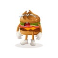 Cute burger mascot design crying