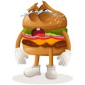 Cute burger mascot design crying