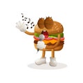 Cute burger mascot design singing, sing a song