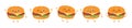 Cute burgers different poses and emotions. Isolated kawaii burger happy and sad. Fresh hamburger cartoon mascot, racy