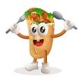 Cute burrito mascot holding spoon and fork Royalty Free Stock Photo