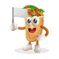 Cute burrito mascot waving white empty flag Royalty Free Stock Photo