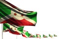 Cute Burundi isolated flags placed diagonal, image with bokeh and place for content - any feast flag 3d illustration
