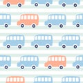 Cute buses seamless pattern wallpaper.