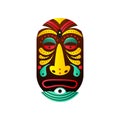 Cute bushman wood mask with drop element and colorful