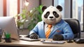 Cute business cartoon animal lion style panda career project idea creative comic job