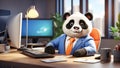 Cute business cartoon animal lion style panda career project idea creative comic