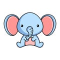 Cute business elephant icon on white background. Mascot cartoon animal character design of album, scrapbook, greeting card, Royalty Free Stock Photo