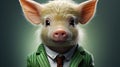 Cute business pig in a classic green Royalty Free Stock Photo