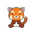 Cute business red panda icon on white background. Mascot cartoon animal character design of album, scrapbook, greeting card, Royalty Free Stock Photo