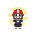 Cute business woman character design wearing american football helmet costume Royalty Free Stock Photo
