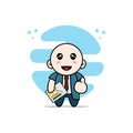 Cute businessman character holding a presentation results