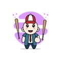 Cute businessman character wearing baseball costume Royalty Free Stock Photo