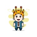 Cute businessman character wearing giraffe costume