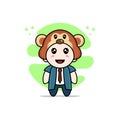 Cute businessman character wearing monkey costume Royalty Free Stock Photo