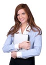 Cute businesswoman carrying a laptop Royalty Free Stock Photo