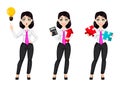 Young beautiful business woman, set of three poses. Royalty Free Stock Photo