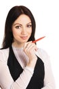 Cute businesswoman pointing with a marker Royalty Free Stock Photo