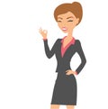 Cute businesswoman is showing an ok sign.